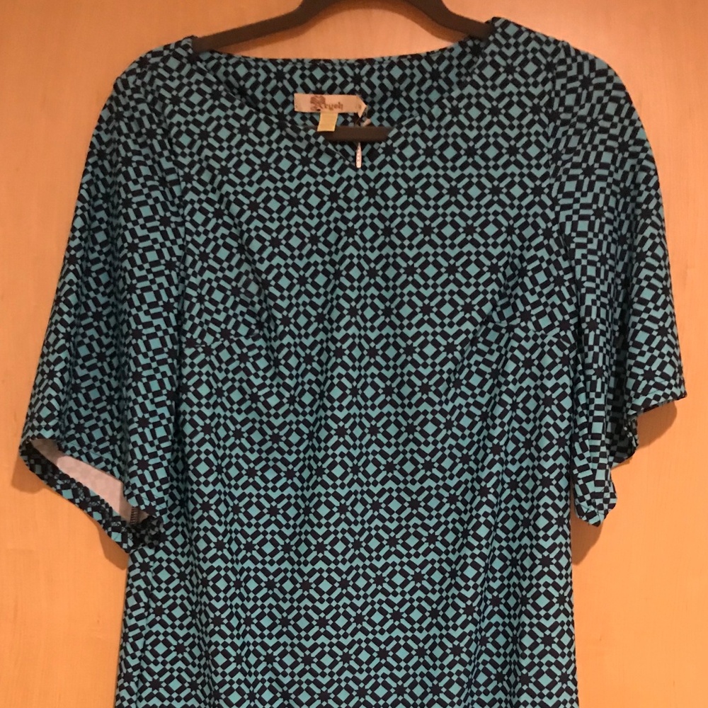 Aryeh Shift Dress Teal/Black S